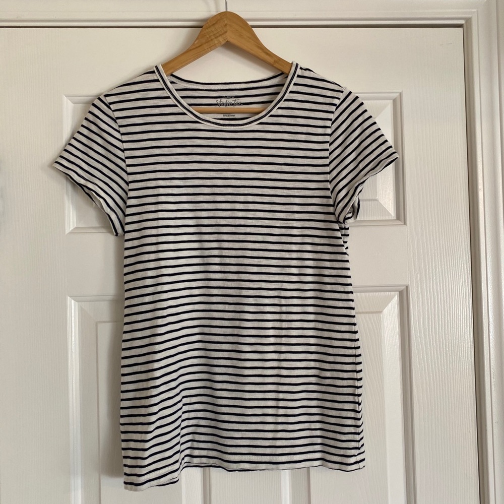 J. Crew Studio T 100% Cotton - Black/White Stripe
